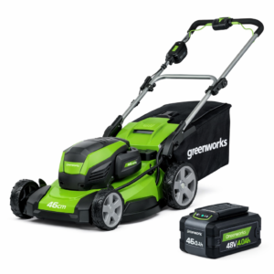 Tagliaerba a batteria GREENWORKS 48V 46cm con 1 batteria 4Ah – Velocità regolabile, Mulching 3 in 1